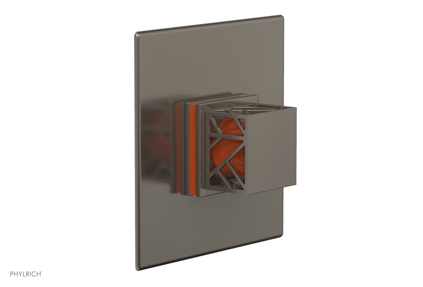 Phylrich JOLIE Thermostatic Shower Trim, Square Handle with "Orange" Accents