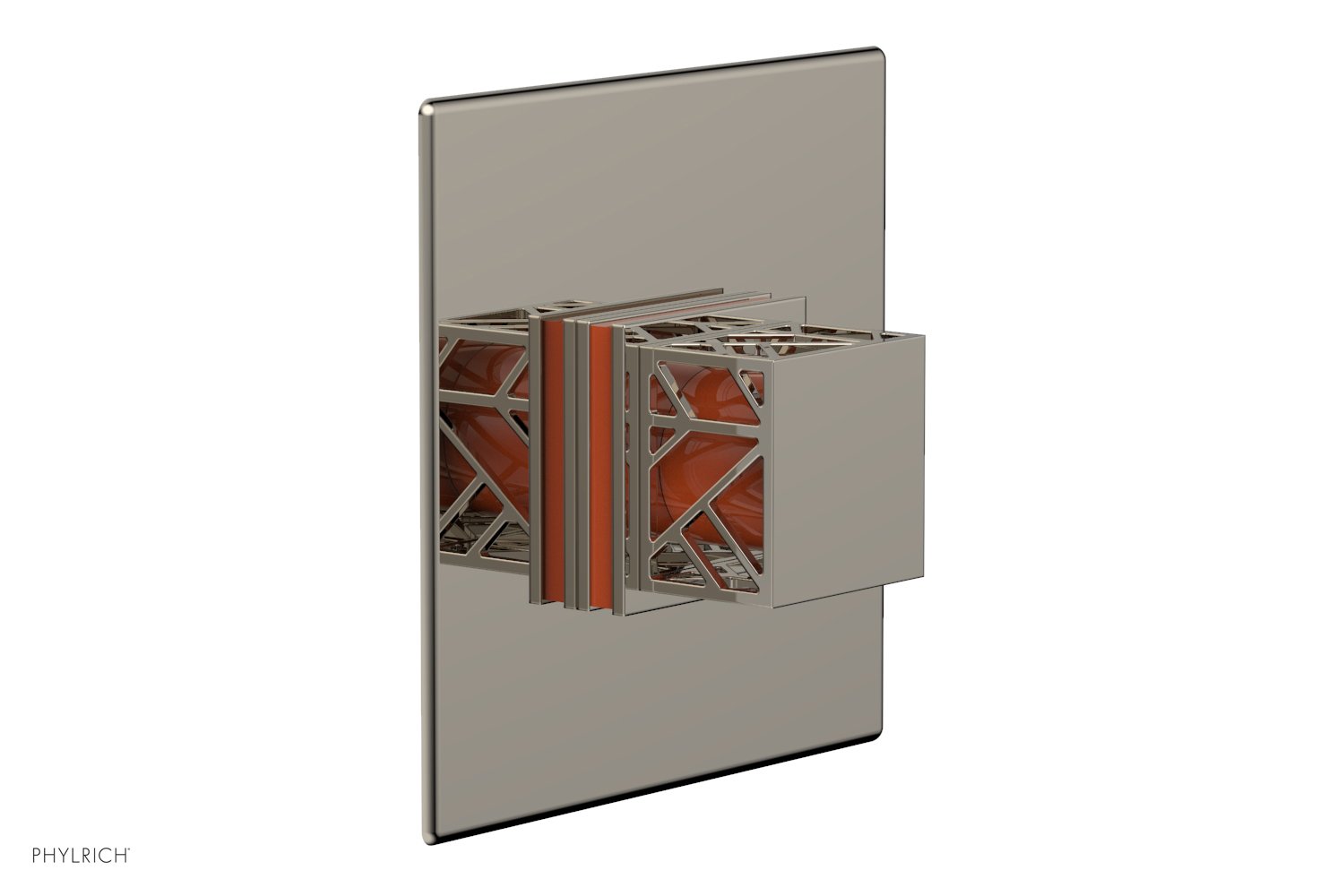 Phylrich JOLIE Thermostatic Shower Trim, Square Handle with "Orange" Accents
