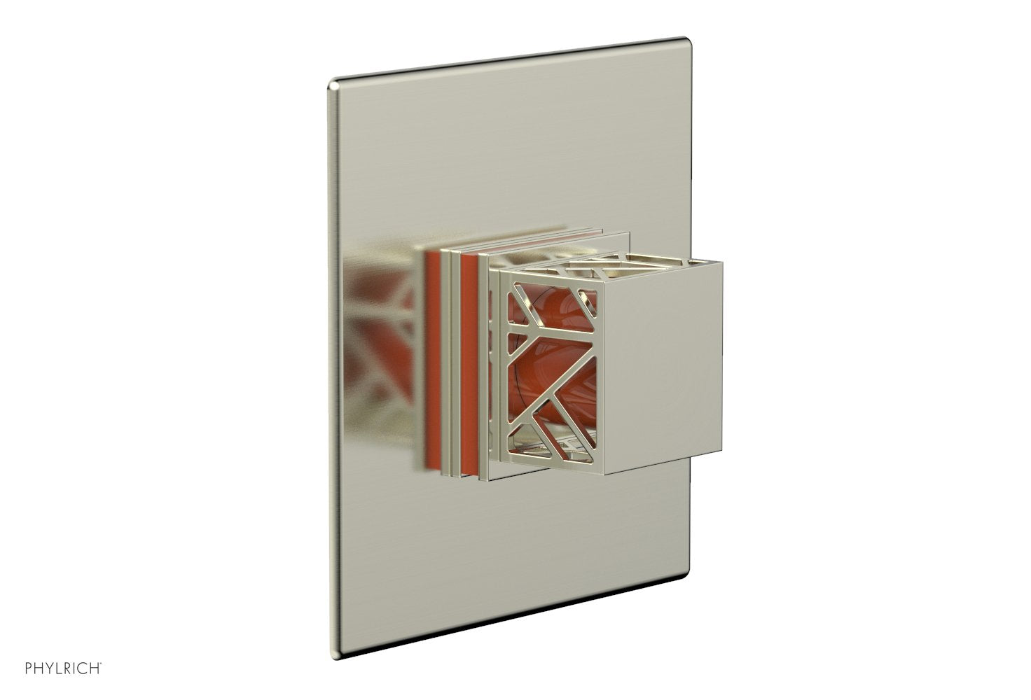 Phylrich JOLIE Thermostatic Shower Trim, Square Handle with "Orange" Accents
