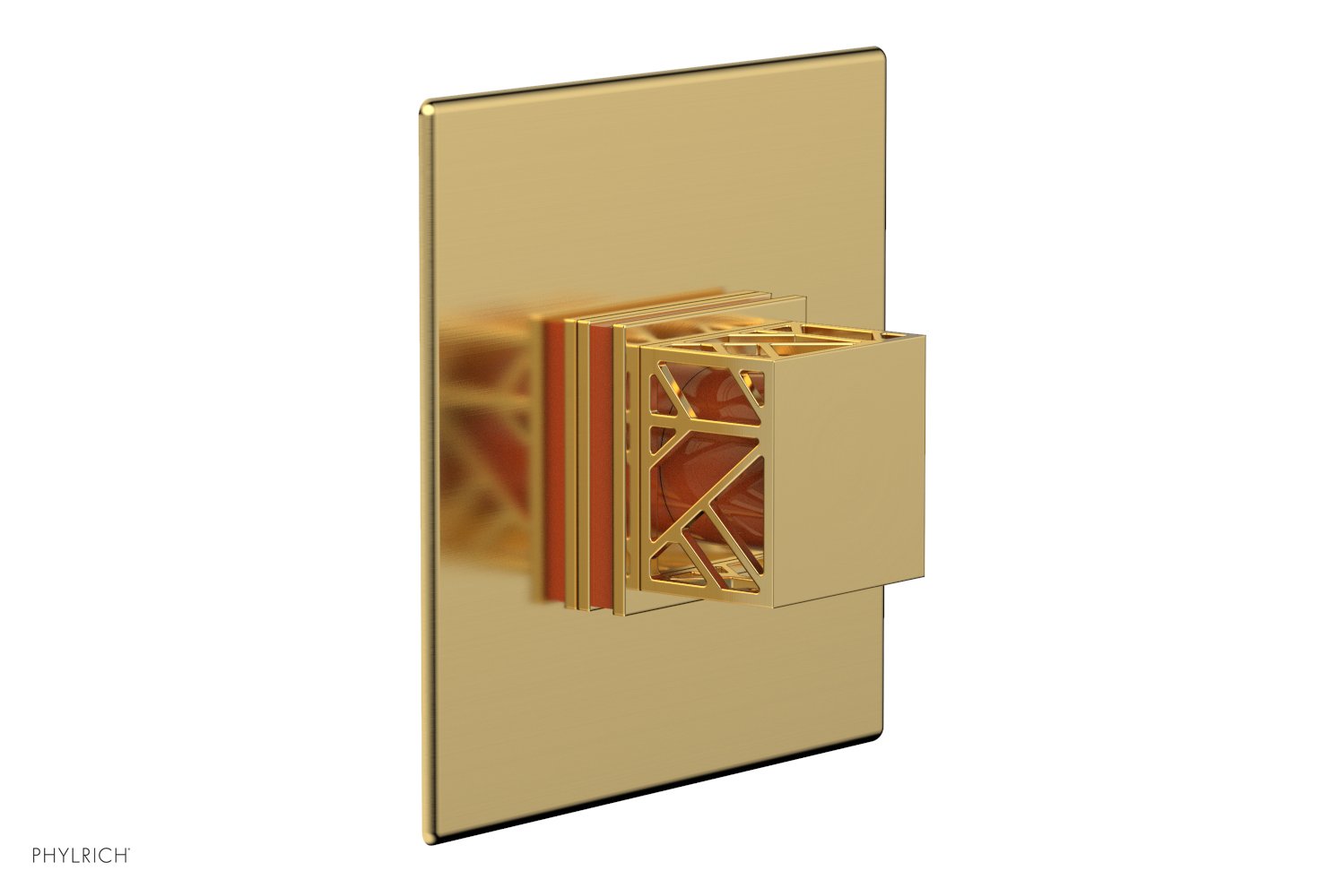 Phylrich JOLIE Thermostatic Shower Trim, Square Handle with "Orange" Accents