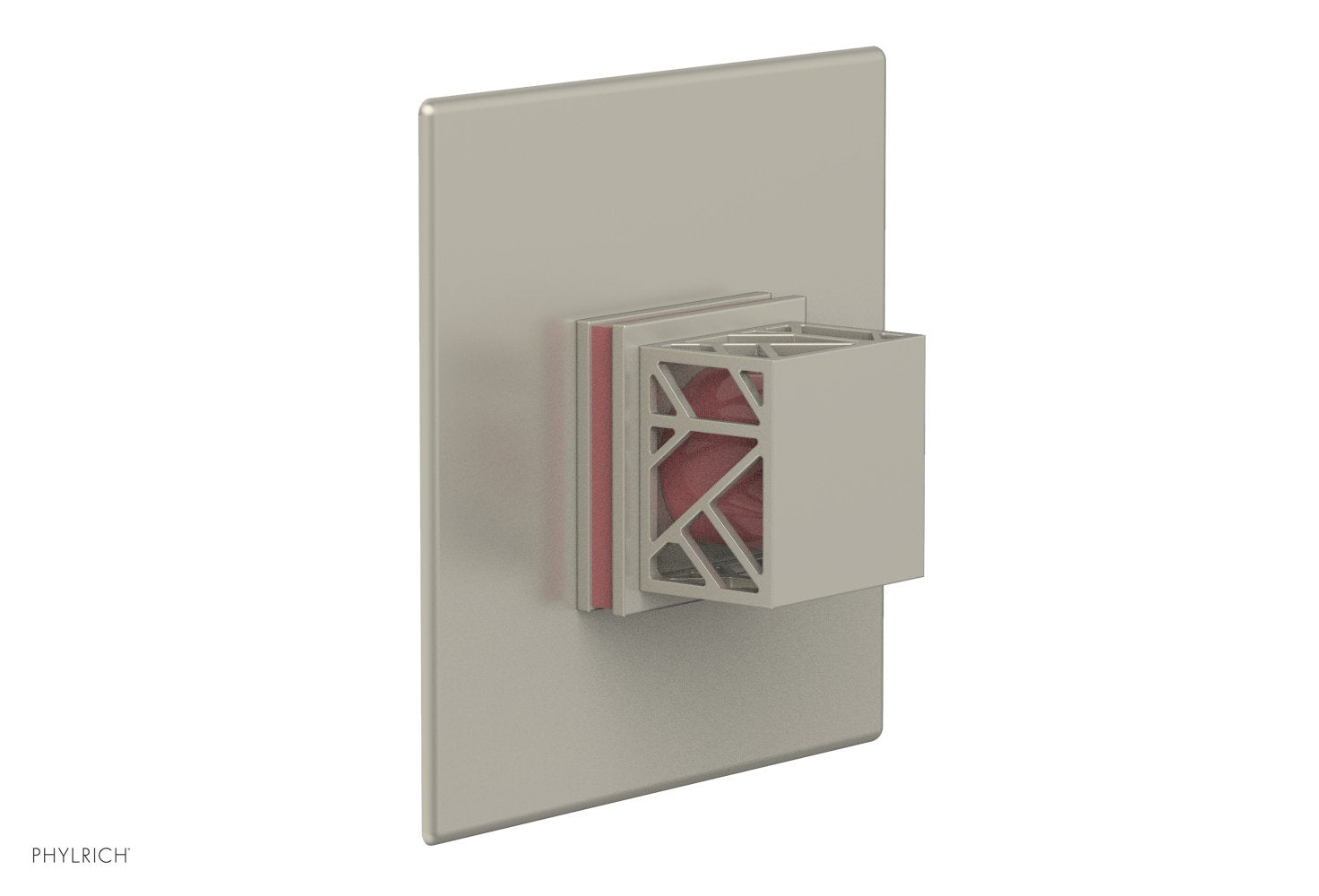 Phylrich JOLIE Pressure Balance Shower Plate & Handle Trim, Square Handle with "Pink" Accents