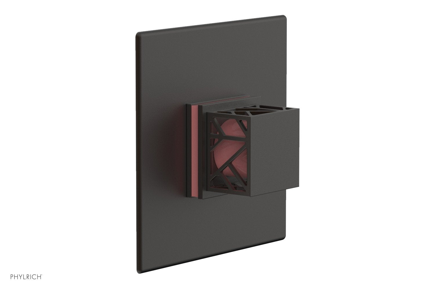 Phylrich JOLIE Pressure Balance Shower Plate & Handle Trim, Square Handle with "Pink" Accents