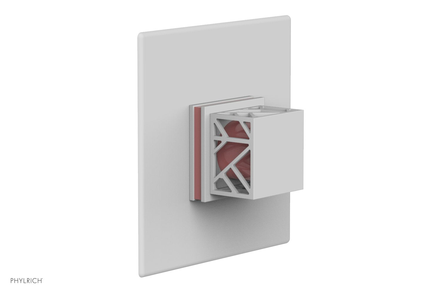 Phylrich JOLIE Pressure Balance Shower Plate & Handle Trim, Square Handle with "Pink" Accents