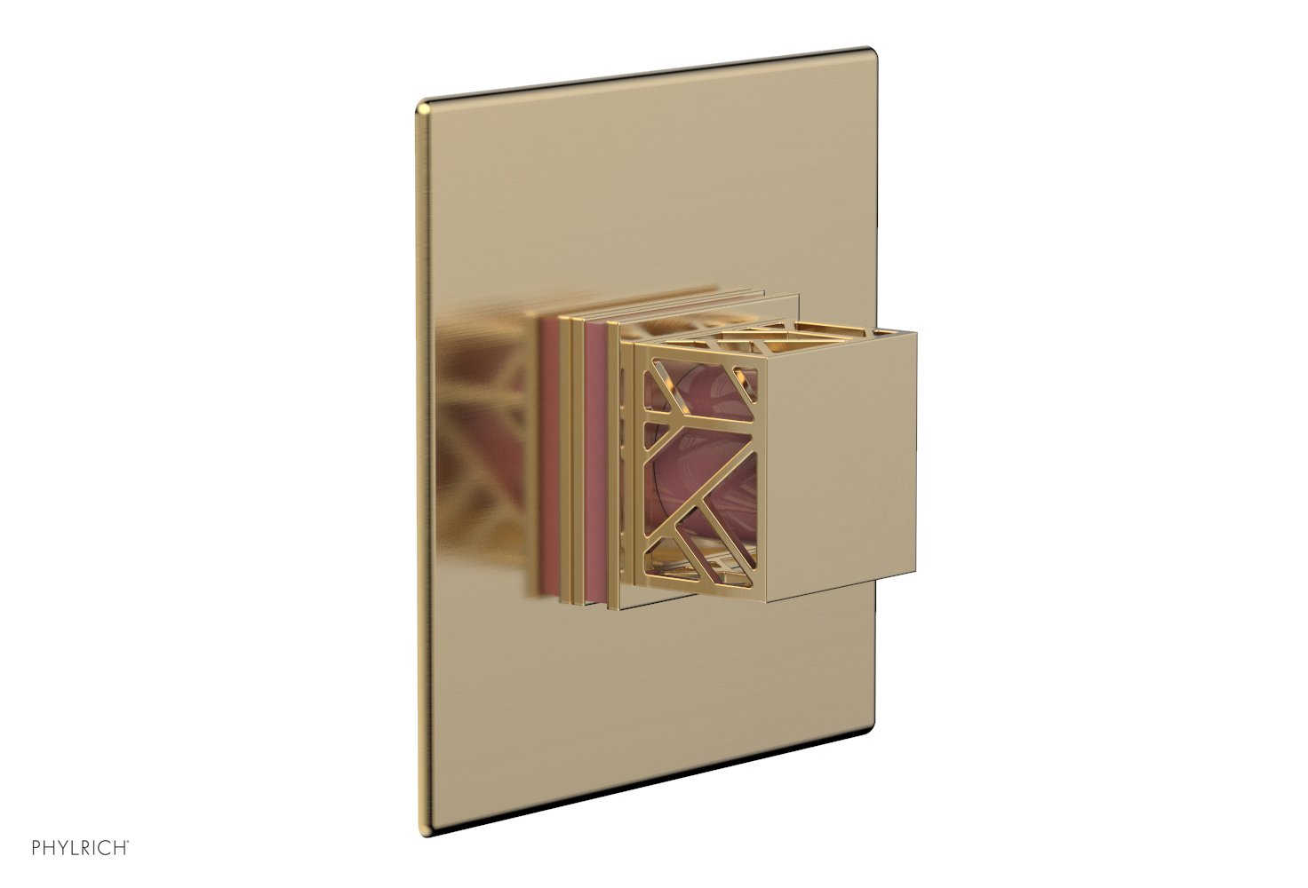 Phylrich JOLIE Pressure Balance Shower Plate & Handle Trim, Square Handle with "Pink" Accents