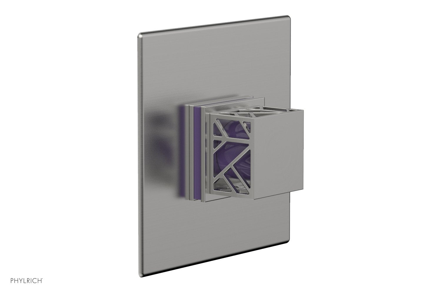 Phylrich JOLIE Pressure Balance Shower Plate & Handle Trim, Square Handle with "Purple" Accents