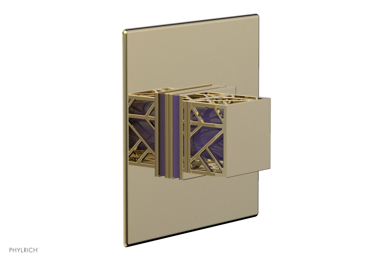 Phylrich JOLIE Pressure Balance Shower Plate & Handle Trim, Square Handle with "Purple" Accents