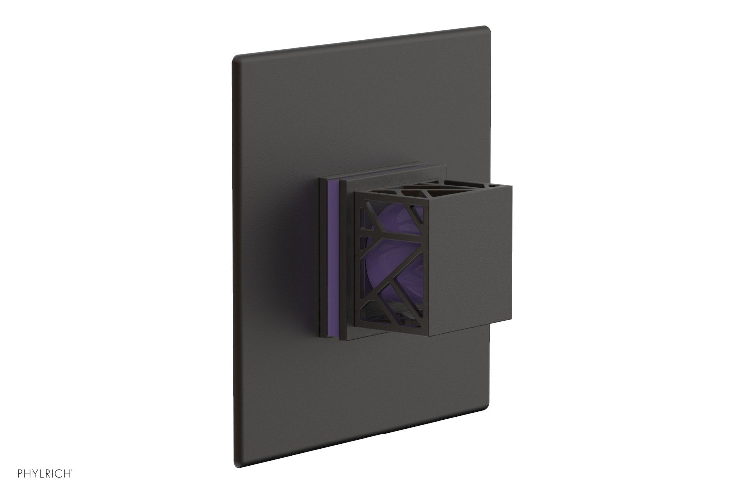 Phylrich JOLIE Pressure Balance Shower Plate & Handle Trim, Square Handle with "Purple" Accents