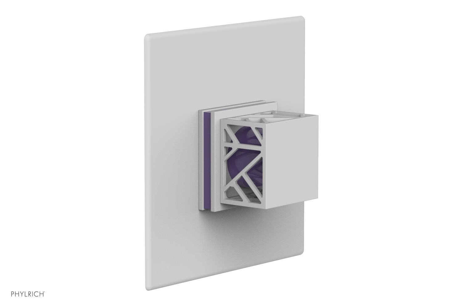 Phylrich JOLIE Pressure Balance Shower Plate & Handle Trim, Square Handle with "Purple" Accents