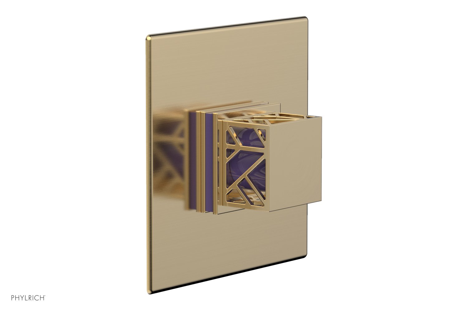 Phylrich JOLIE Pressure Balance Shower Plate & Handle Trim, Square Handle with "Purple" Accents
