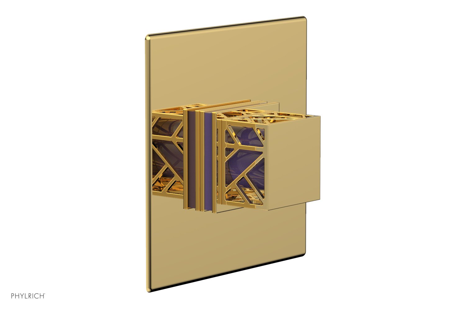 Phylrich JOLIE Pressure Balance Shower Plate & Handle Trim, Square Handle with "Purple" Accents
