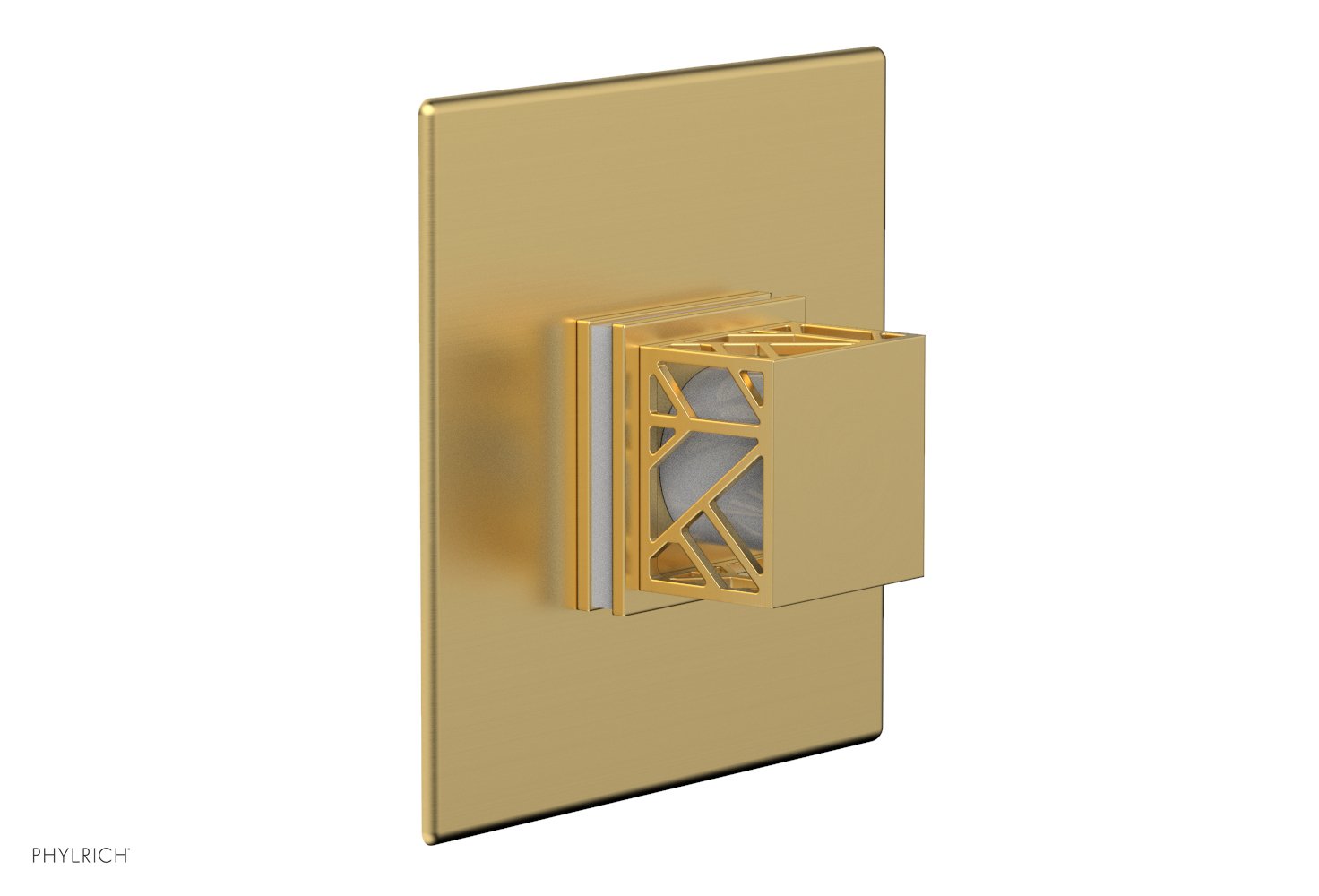 Phylrich JOLIE Pressure Balance Shower Plate & Handle Trim, Square Handle with "White" Accents