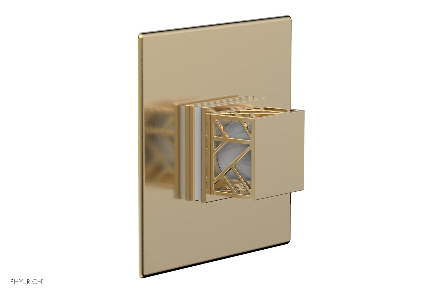 Phylrich JOLIE Pressure Balance Shower Plate & Handle Trim, Square Handle with "White" Accents