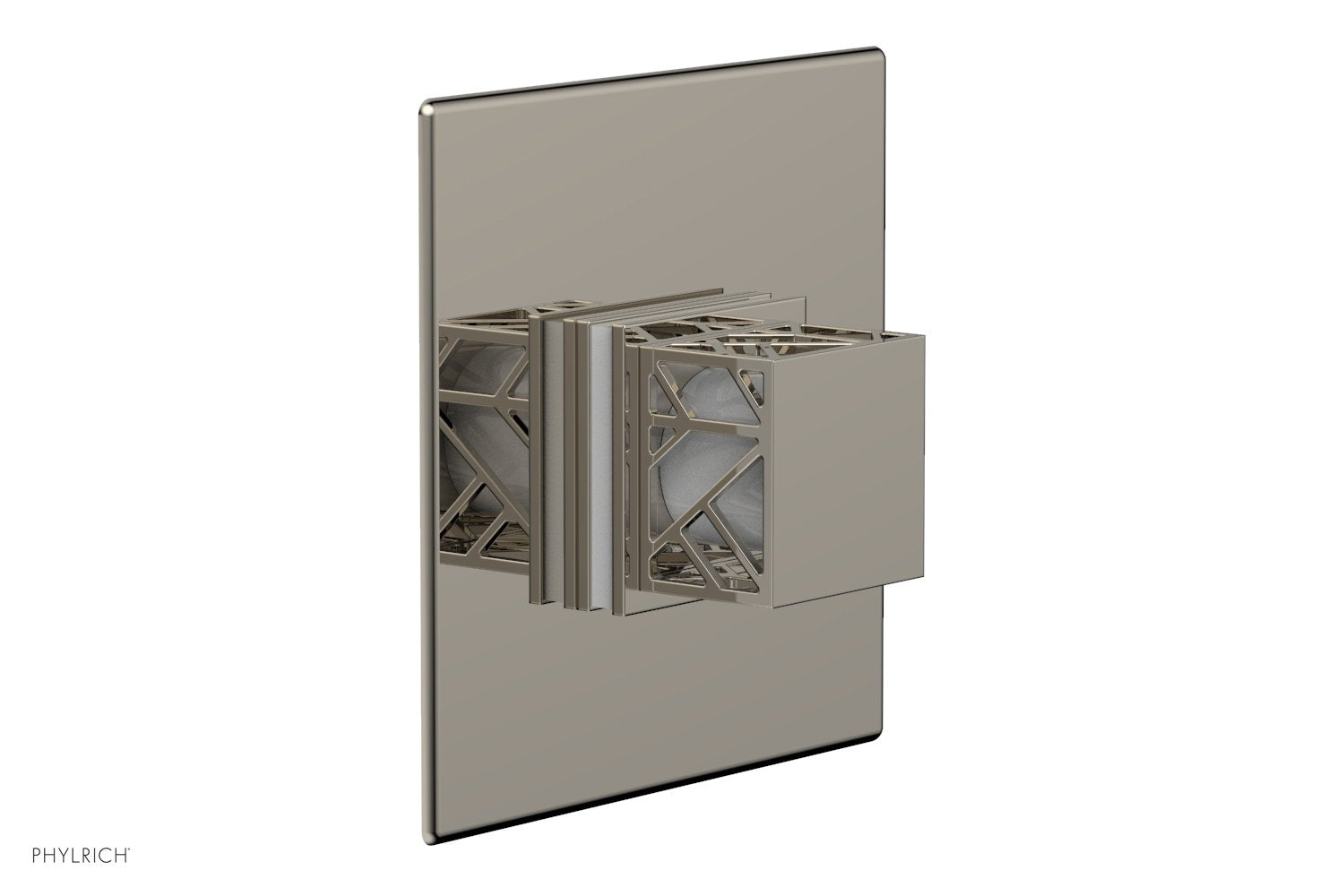 Phylrich JOLIE Pressure Balance Shower Plate & Handle Trim, Square Handle with "White" Accents