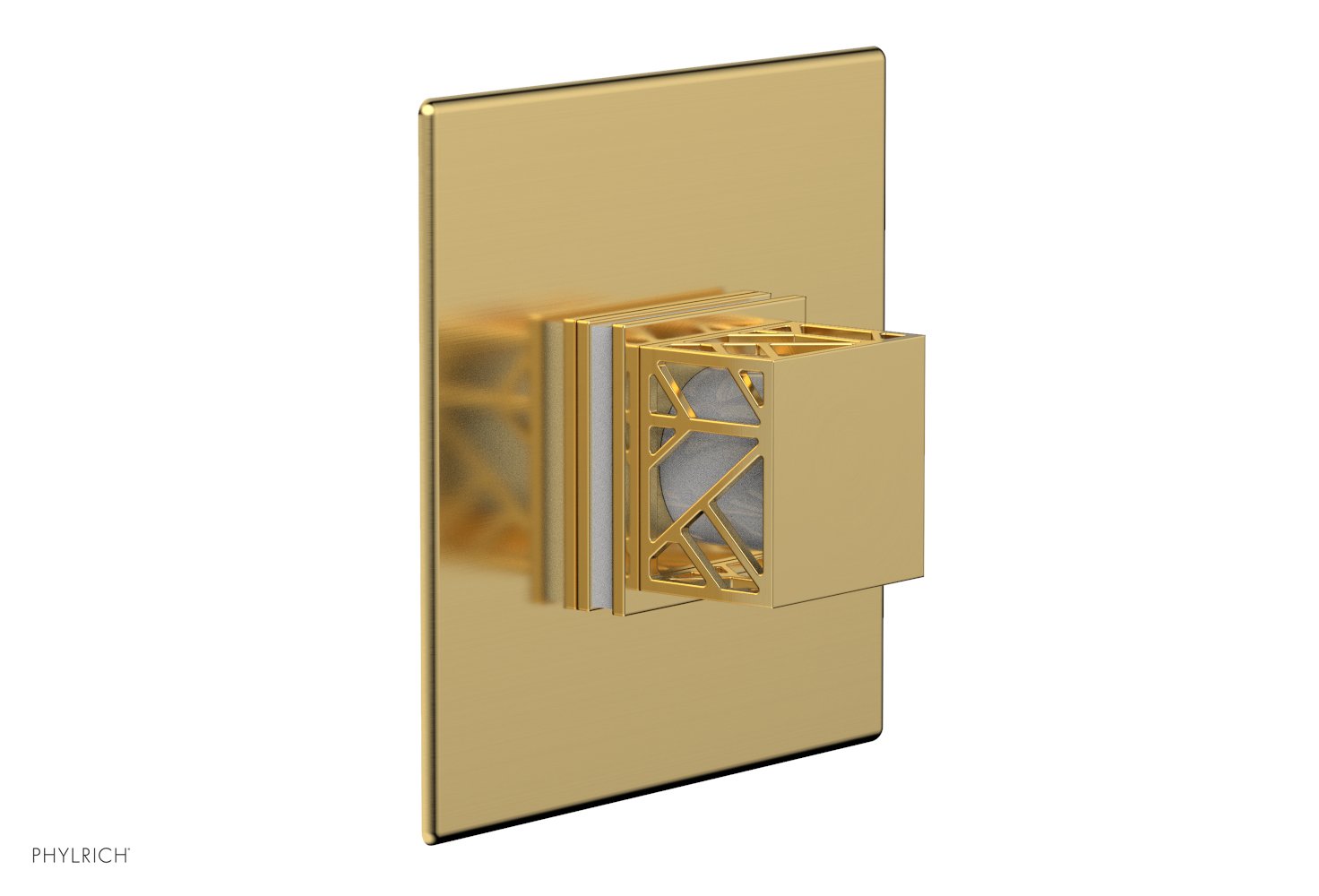 Phylrich JOLIE Pressure Balance Shower Plate & Handle Trim, Square Handle with "White" Accents