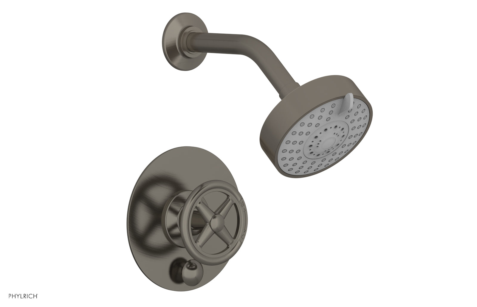 Phylrich WORKS Pressure Balance Shower and Diverter Set (Less Spout), Cross Handle