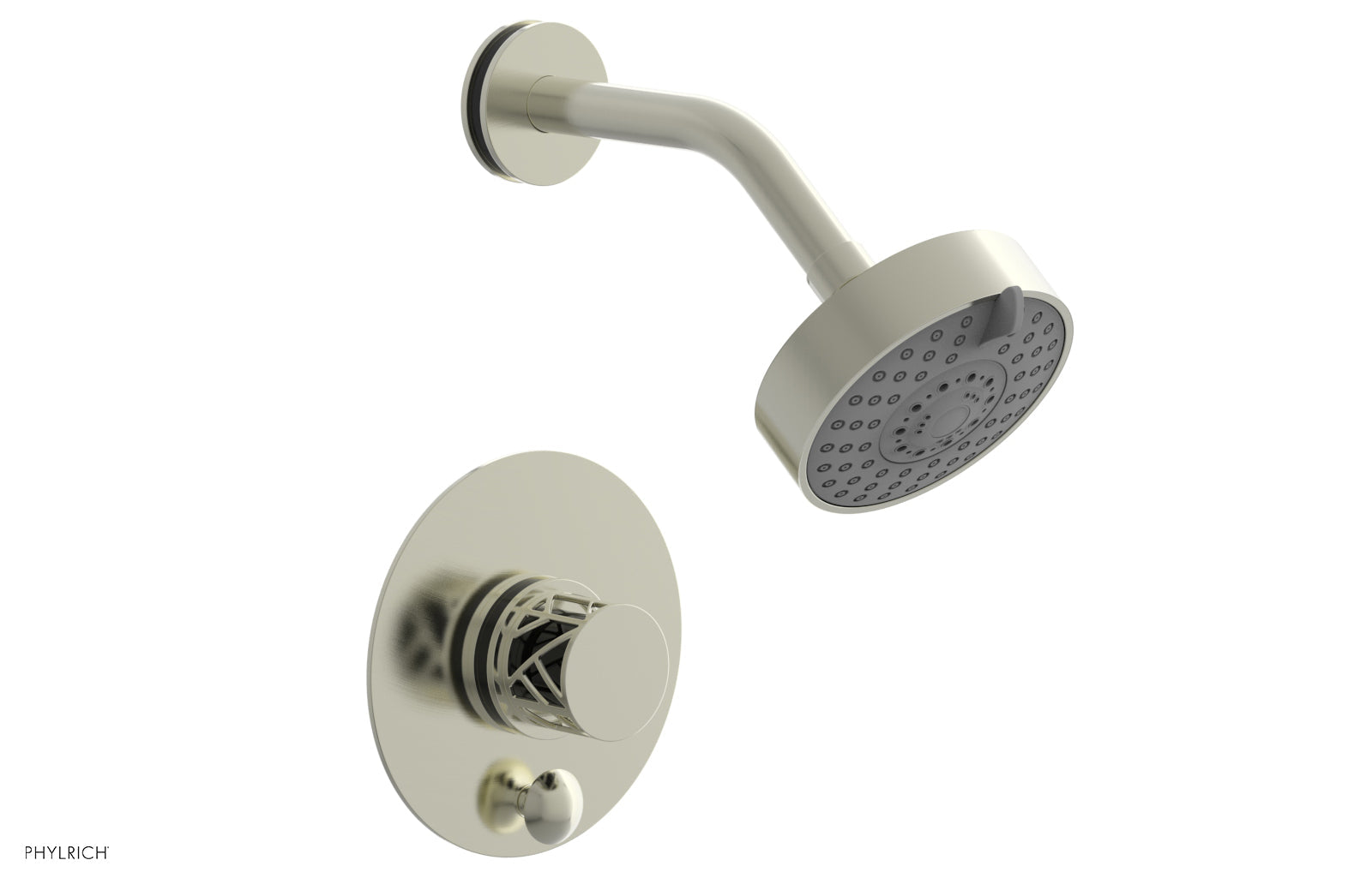 Phylrich JOLIE Pressure Balance Shower and Diverter Set (Less Spout), Round Handle with "Black" Accents