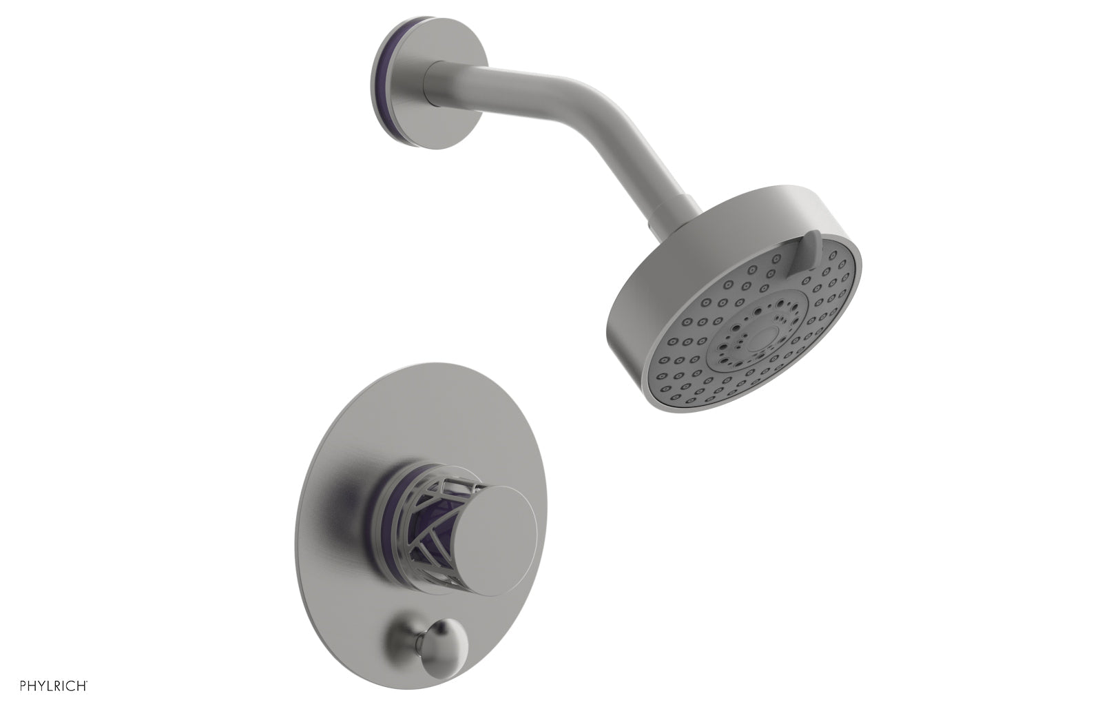 Phylrich JOLIE Pressure Balance Shower and Diverter Set (Less Spout), Round Handle with "Purple" Accents