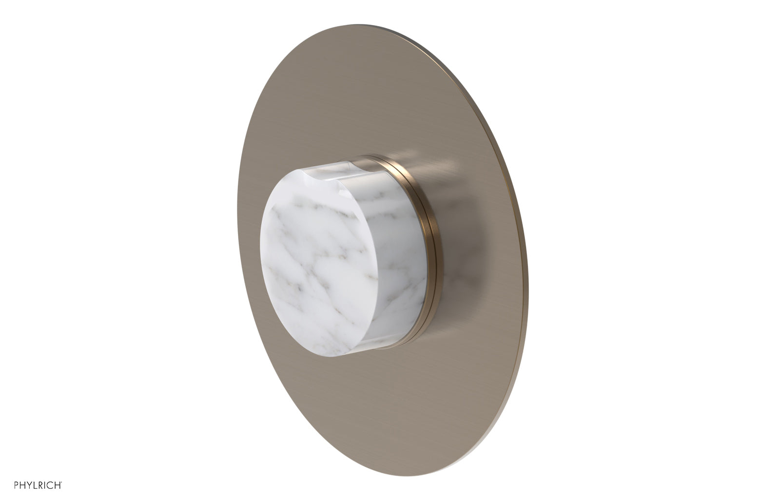 Phylrich CIRC Thermostatic Shower Trim, White Marble Handle