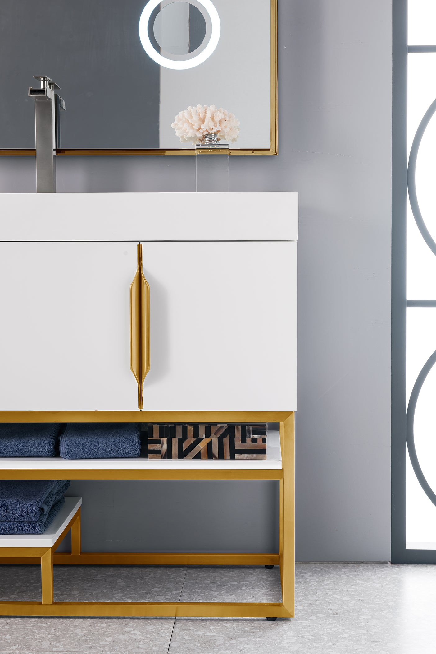 glossy white vanity