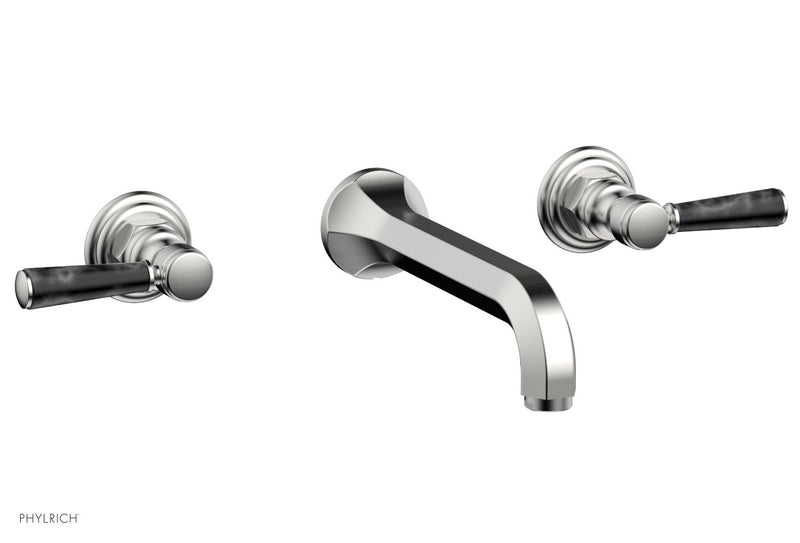 Phylrich HEX TRADITIONAL Wall Tub Set - Black Marble Lever Handles