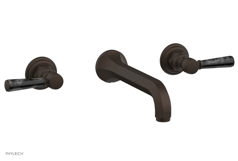 Phylrich HEX TRADITIONAL Wall Tub Set - Black Marble Lever Handles