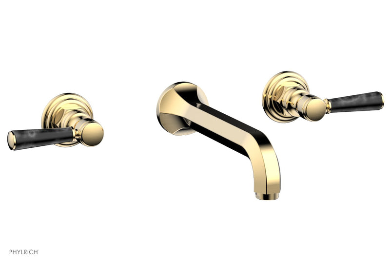 Phylrich HEX TRADITIONAL Wall Tub Set - Black Marble Lever Handles