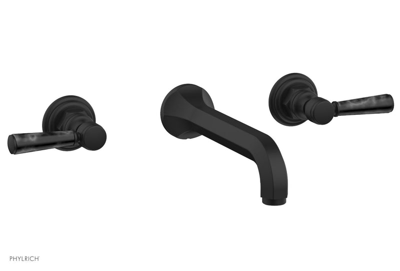 Phylrich HEX TRADITIONAL Wall Tub Set - Black Marble Lever Handles