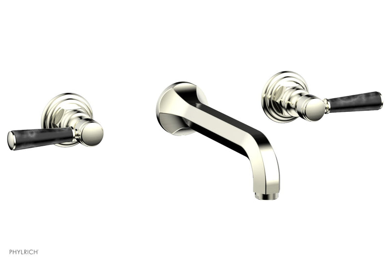 Phylrich HEX TRADITIONAL Wall Tub Set - Black Marble Lever Handles