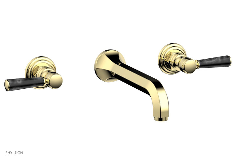 Phylrich HEX TRADITIONAL Wall Tub Set - Black Marble Lever Handles