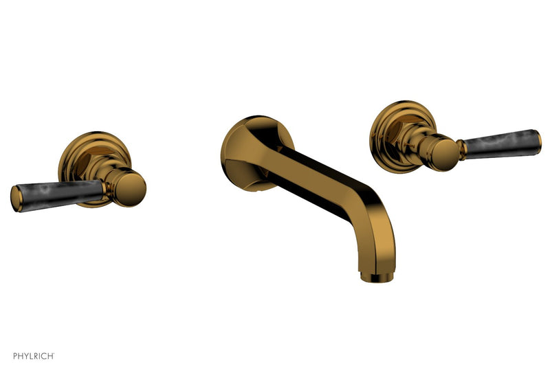 Phylrich HEX TRADITIONAL Wall Tub Set - Black Marble Lever Handles