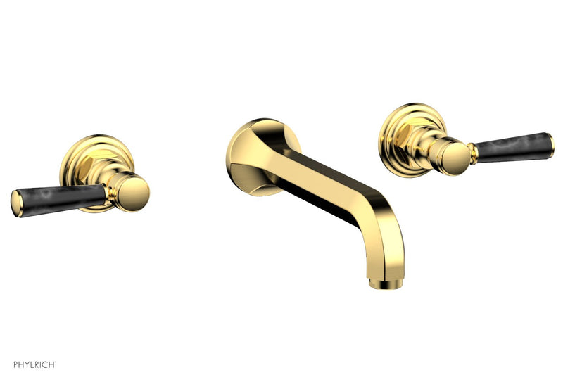 Phylrich HEX TRADITIONAL Wall Tub Set - Black Marble Lever Handles