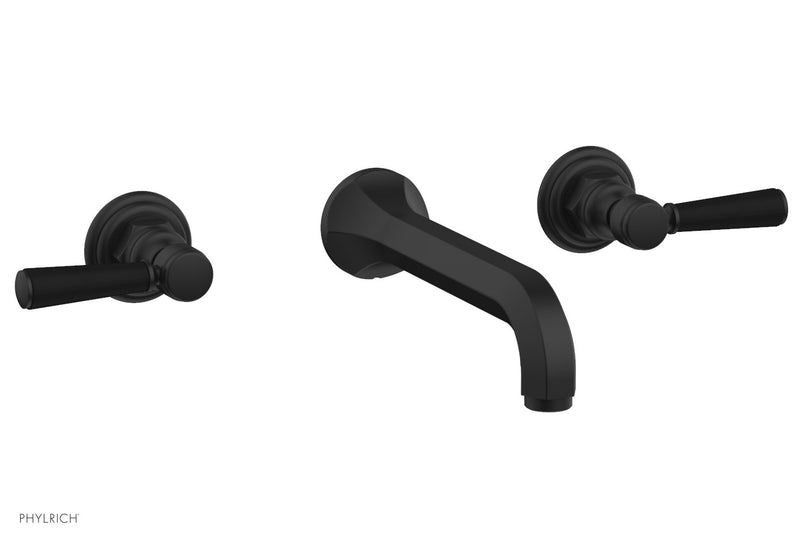 Phylrich HEX TRADITIONAL Wall Tub Set - Satin Black Lever Handles