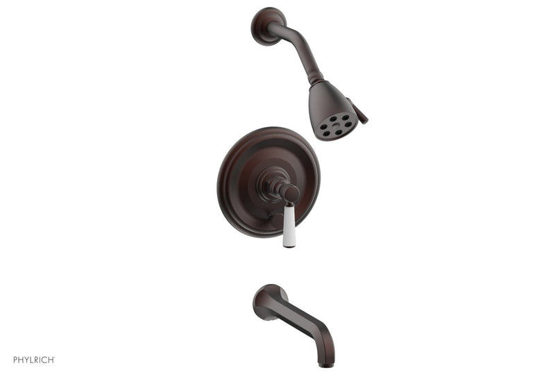 Phylrich HEX TRADITIONAL Pressure Balance Tub and Shower Set - Satin White Lever Handle