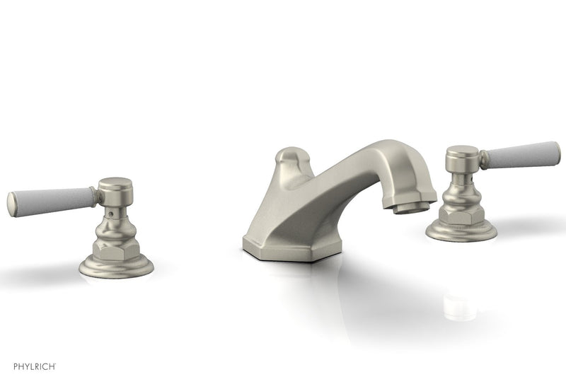 Phylrich HEX TRADITIONAL Deck Tub Set - Satin White Lever Handles