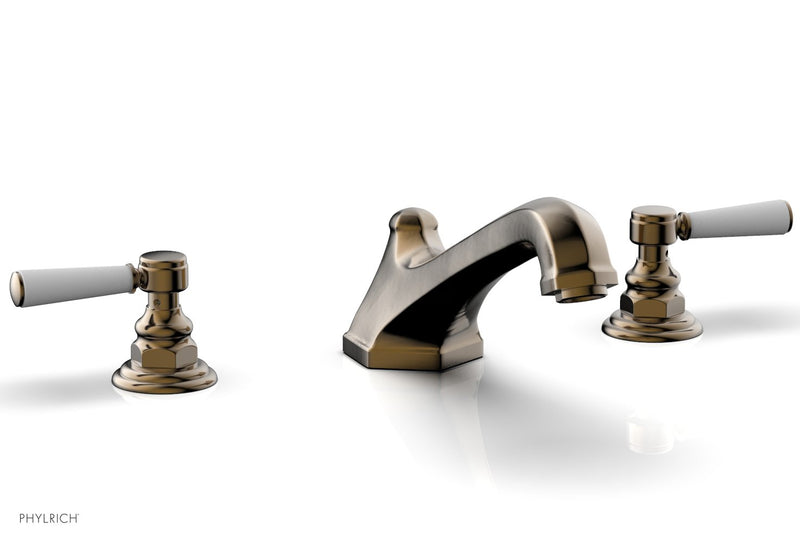 Phylrich HEX TRADITIONAL Deck Tub Set - Satin White Lever Handles