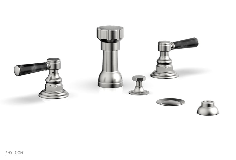 Phylrich HEX TRADITIONAL Four Hole Bidet Set - Black Marble Lever Handles