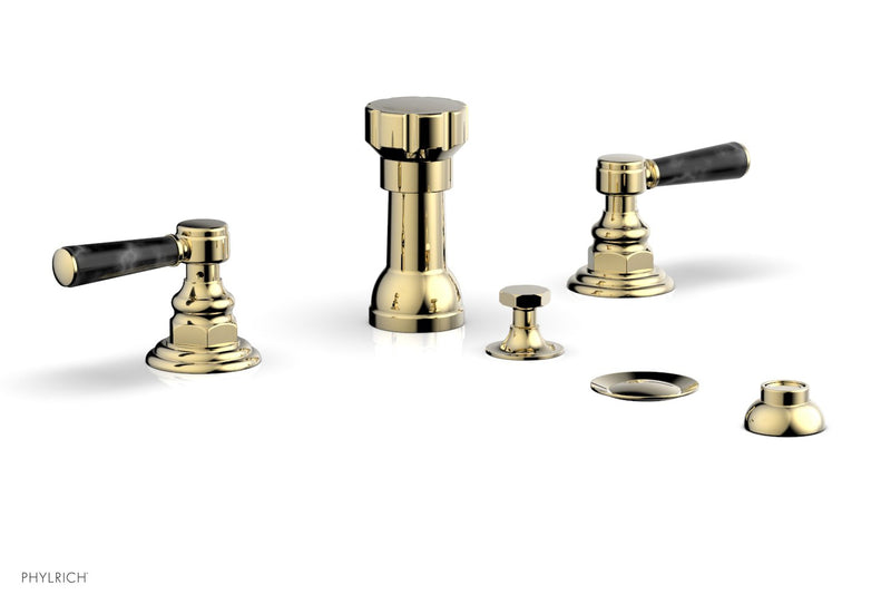 Phylrich HEX TRADITIONAL Four Hole Bidet Set - Black Marble Lever Handles