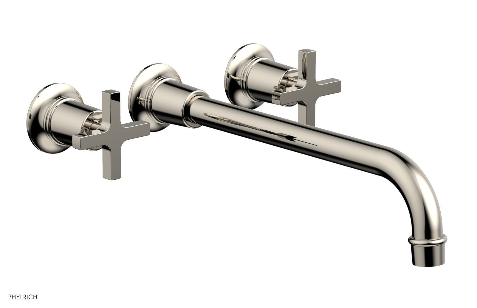 Phylrich HEX MODERN Wall Lavatory Set 12" Spout - Cross Handles