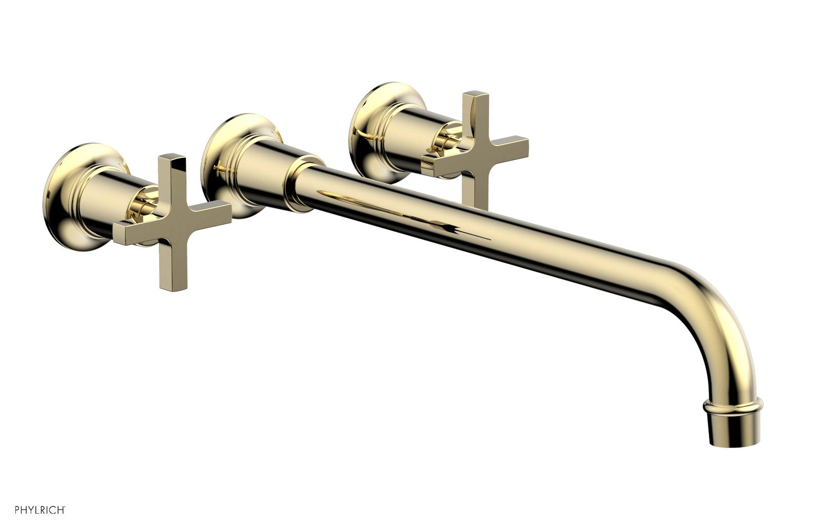 Phylrich HEX MODERN Wall Lavatory Set 14" Spout - Cross Handles