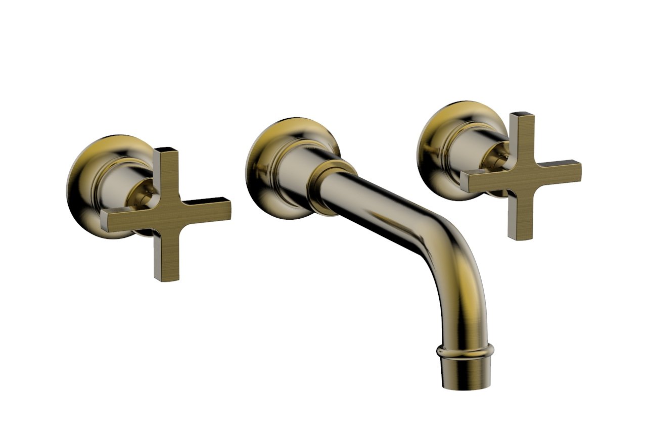 Phylrich HEX MODERN Wall Lavatory Set 8 1/4" Spout - Cross Handles