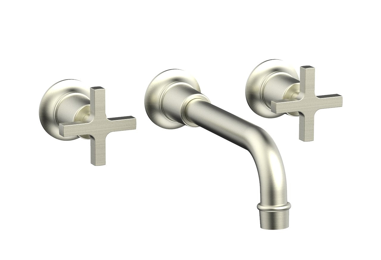 Phylrich HEX MODERN Wall Lavatory Set 8 1/4" Spout - Cross Handles