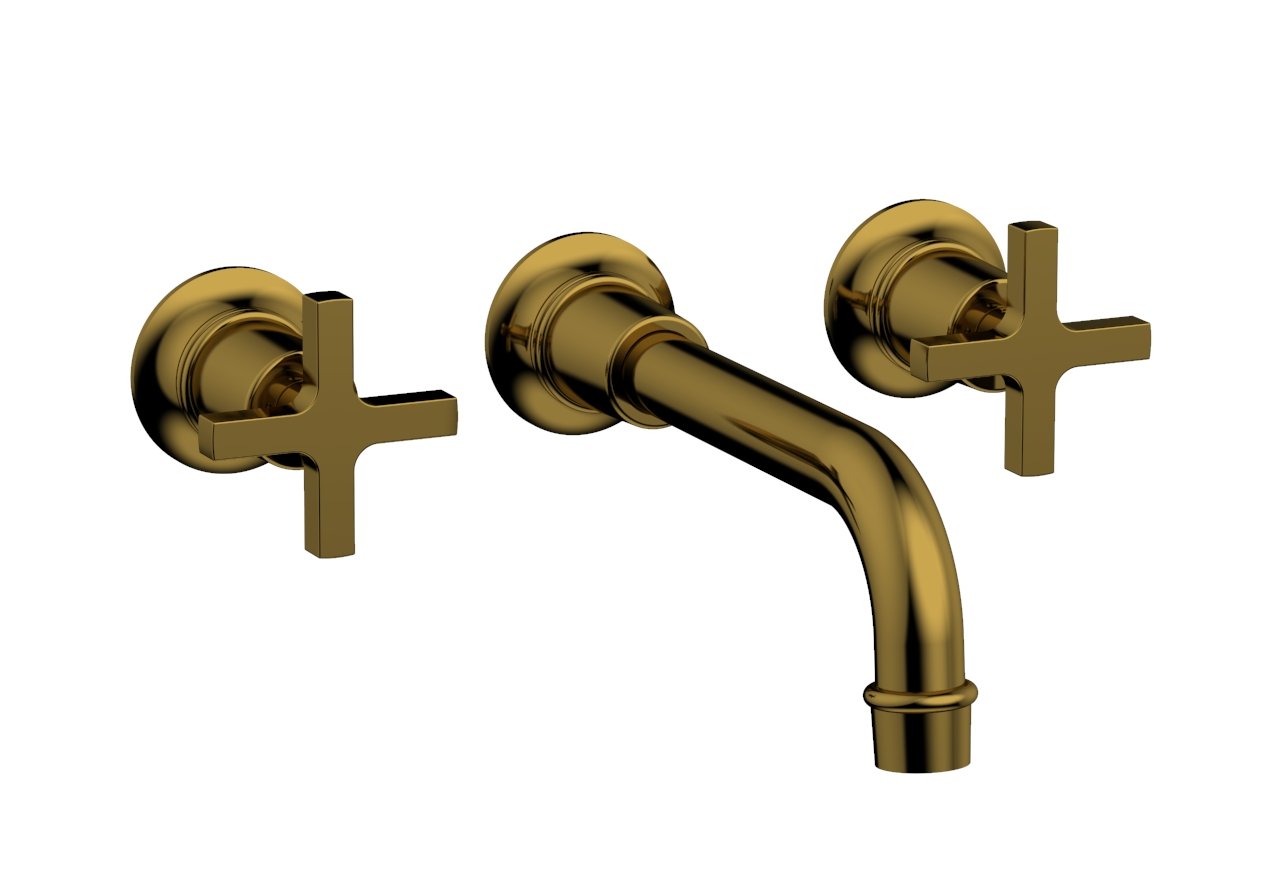 Phylrich HEX MODERN Wall Lavatory Set 8 1/4" Spout - Cross Handles