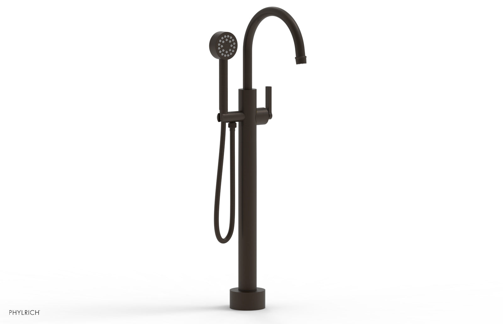 Phylrich HEX MODERN Low Floor Mount Tub Filler - Lever Handle with Hand Shower