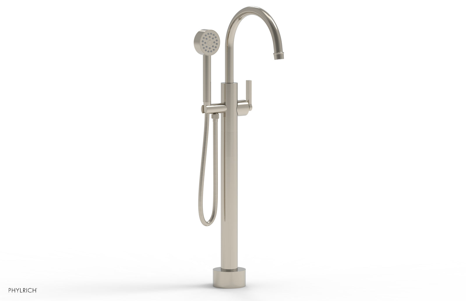 Phylrich HEX MODERN Low Floor Mount Tub Filler - Lever Handle with Hand Shower