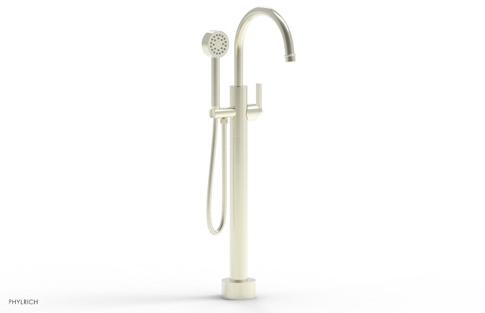 Phylrich HEX MODERN Low Floor Mount Tub Filler - Lever Handle with Hand Shower