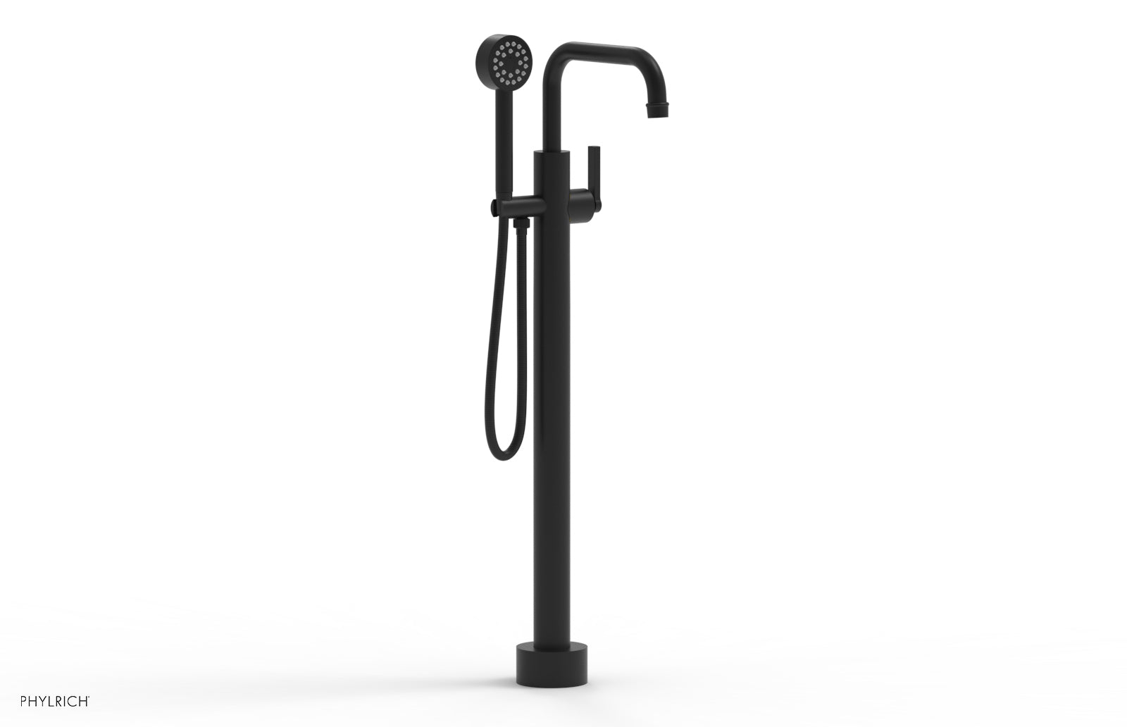 Phylrich HEX MODERN Tall Floor Mount Tub Filler - Lever Handle with Hand Shower