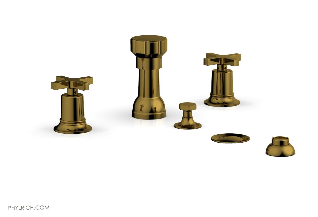 Phylrich HEX MODERN Four Hole Bidet Set - Cross Handles