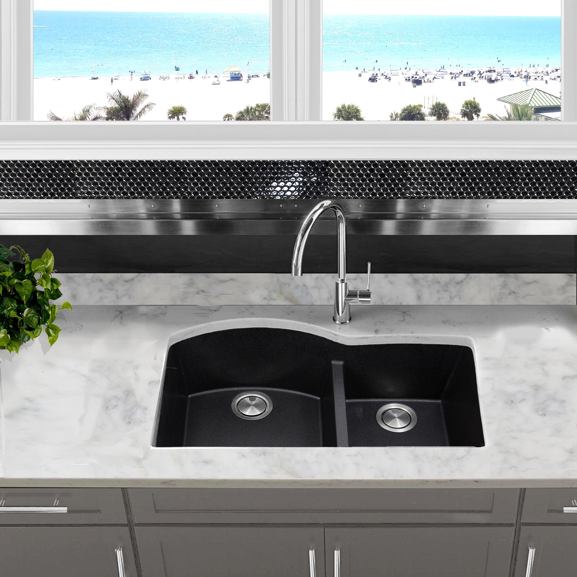 black kitchen sink