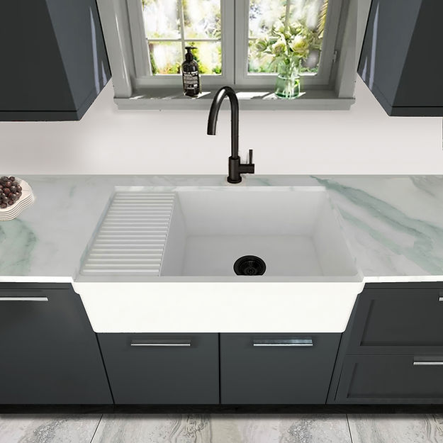 white kitchen sink