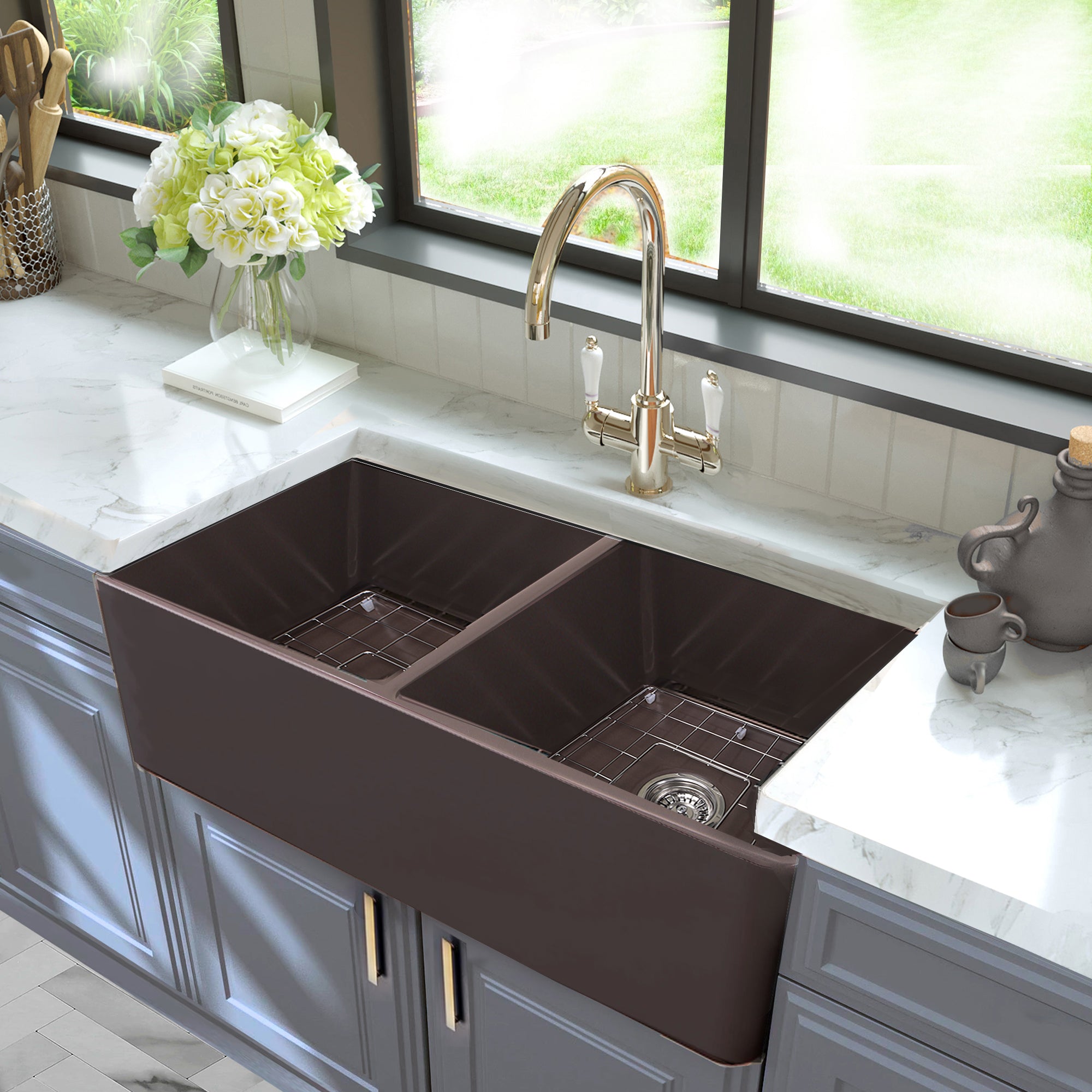 coffee brown kitchen sink